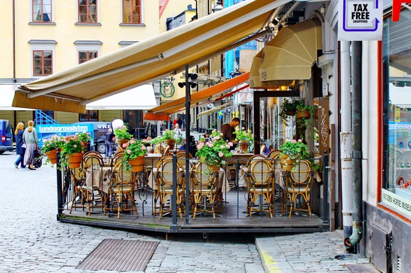 Café am Stortorget-Platz in Stockholm — Stockfoto