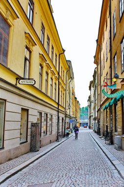 The Old Town (Gamla Stan) Stockholm cadde boyunca