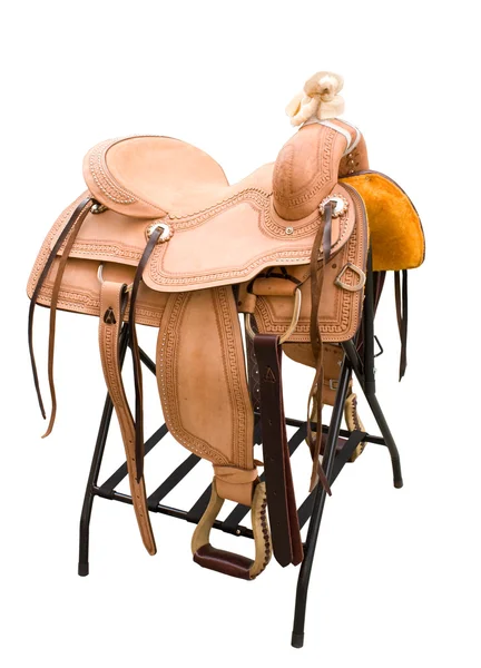 Кожаное седло для лошадей — стоковое фото