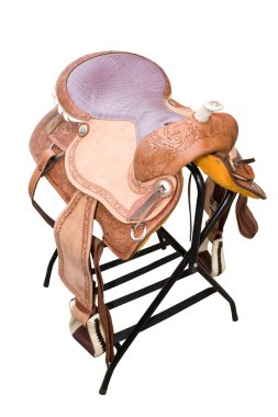 Leather saddle for horses clipart