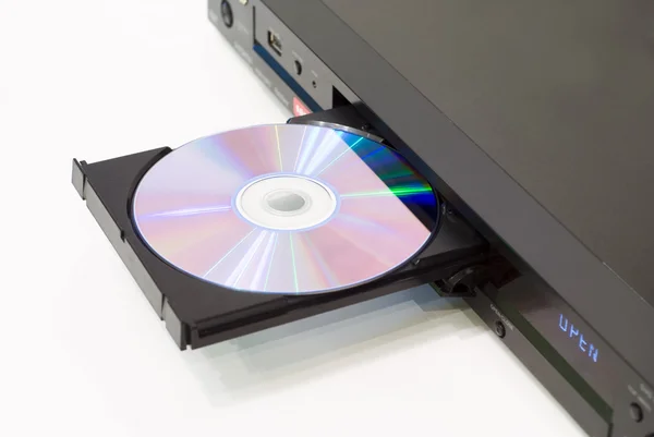 DVD-плеер с открытым подносом — стоковое фото
