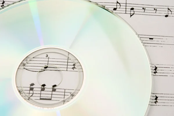 CD musik dan lembaran musik — Stok Foto