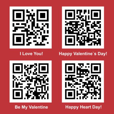 Love QR Code vector set clipart