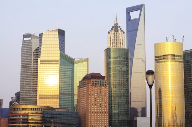 Shanghai Modern Architectural background at dusk scenery of the clipart