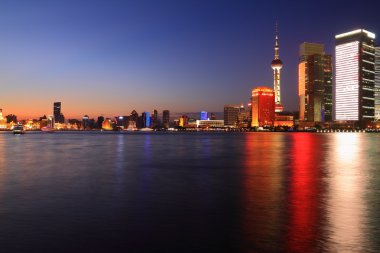 Shanghai dusk skyline clipart