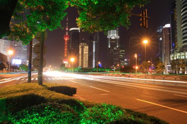 Uzak Doğu kenti Şanghay lujiazui tatil gece sahne