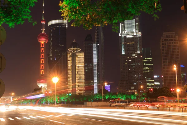 远东城市的上海陆家嘴假日晚上风光 — 图库照片