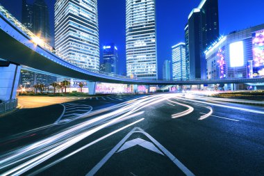 City ring road light trails night in Shanghai clipart