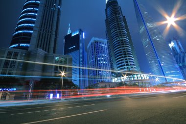 Far East Night view of Shanghai urban landscapes clipart