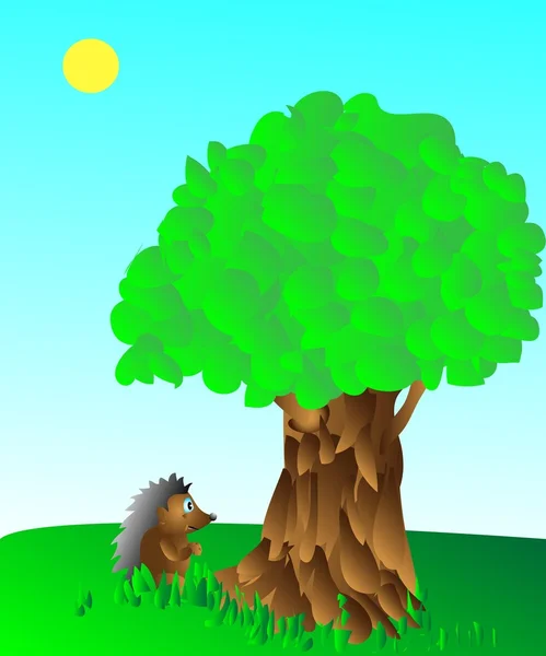 Tree in field — Stock Vector