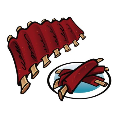 Grilled Ribs on the plate clipart