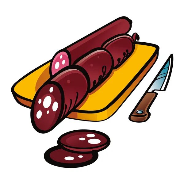 Нарезанная копченая колбаса — стоковый вектор