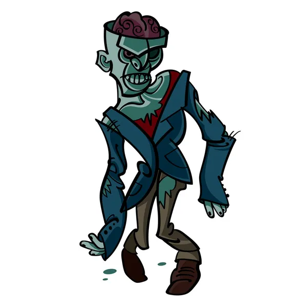 Zombie - Traje de Halloween malvado cerebro muerto viviente horror — Vector de stock