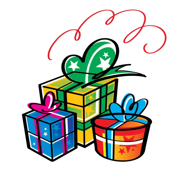 Gifts in Boxes birthday Christmas party — Stock Vector