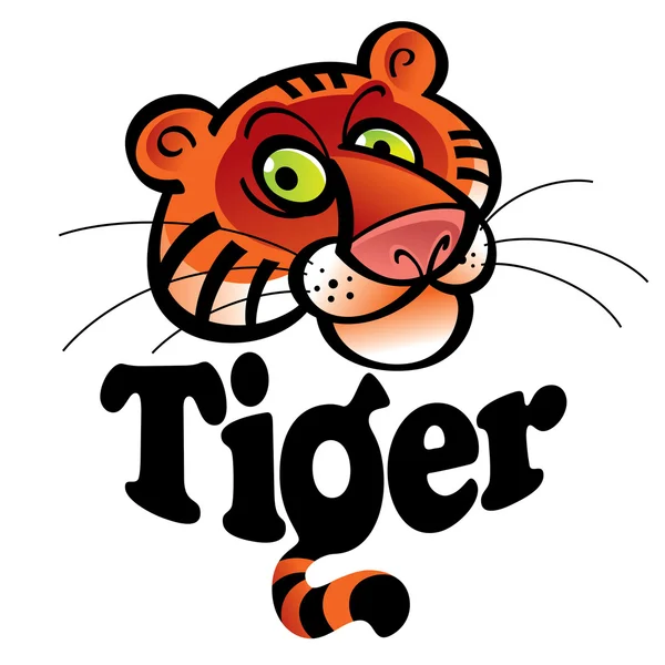 Cabeza de tigre cola animal bestia selva fauna — Vector de stock
