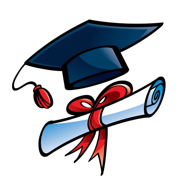 Education Graduation cap and diploma — Stock Vector