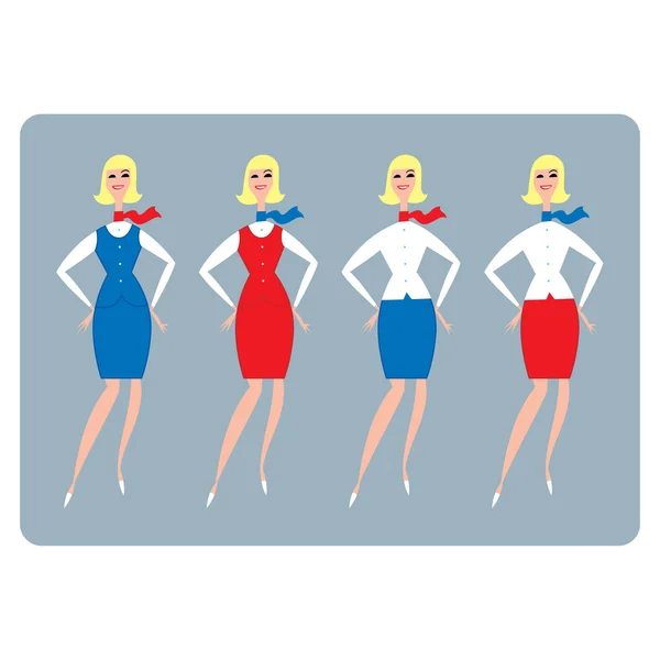 Stewardess or Hostess girl woman beauty fashion — Stock Vector