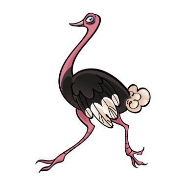 Running african bird Ostrich running feather clipart