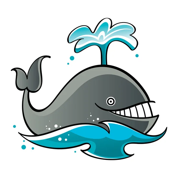 Φάλαινα σε το θηλαστικό ψάρια θάλασσα ή ωκεανό κρήνη — Διανυσματικό Αρχείο