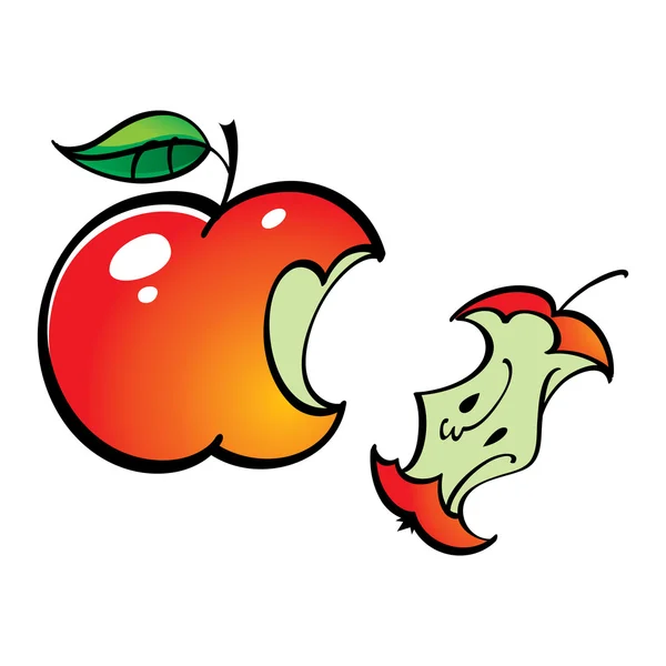 苹果吃剩一点水果食品 — 图库矢量图片
