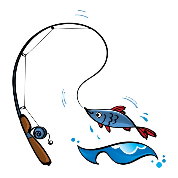 Καλάμι ψάρια του αθλητισμού αναψυχής στη θάλασσα ποταμό ωκεανό — Διανυσματικό Αρχείο