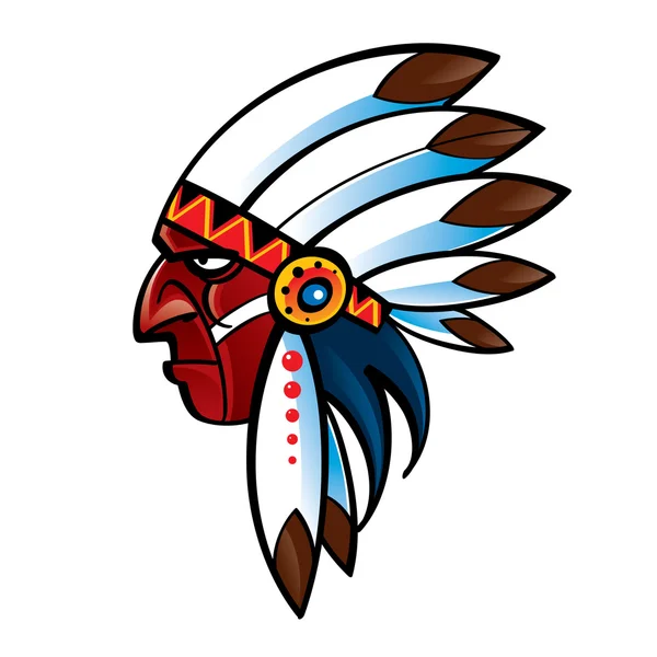 Ritratto di pelle rossa Indiano Capo nativo americano — Vettoriale Stock