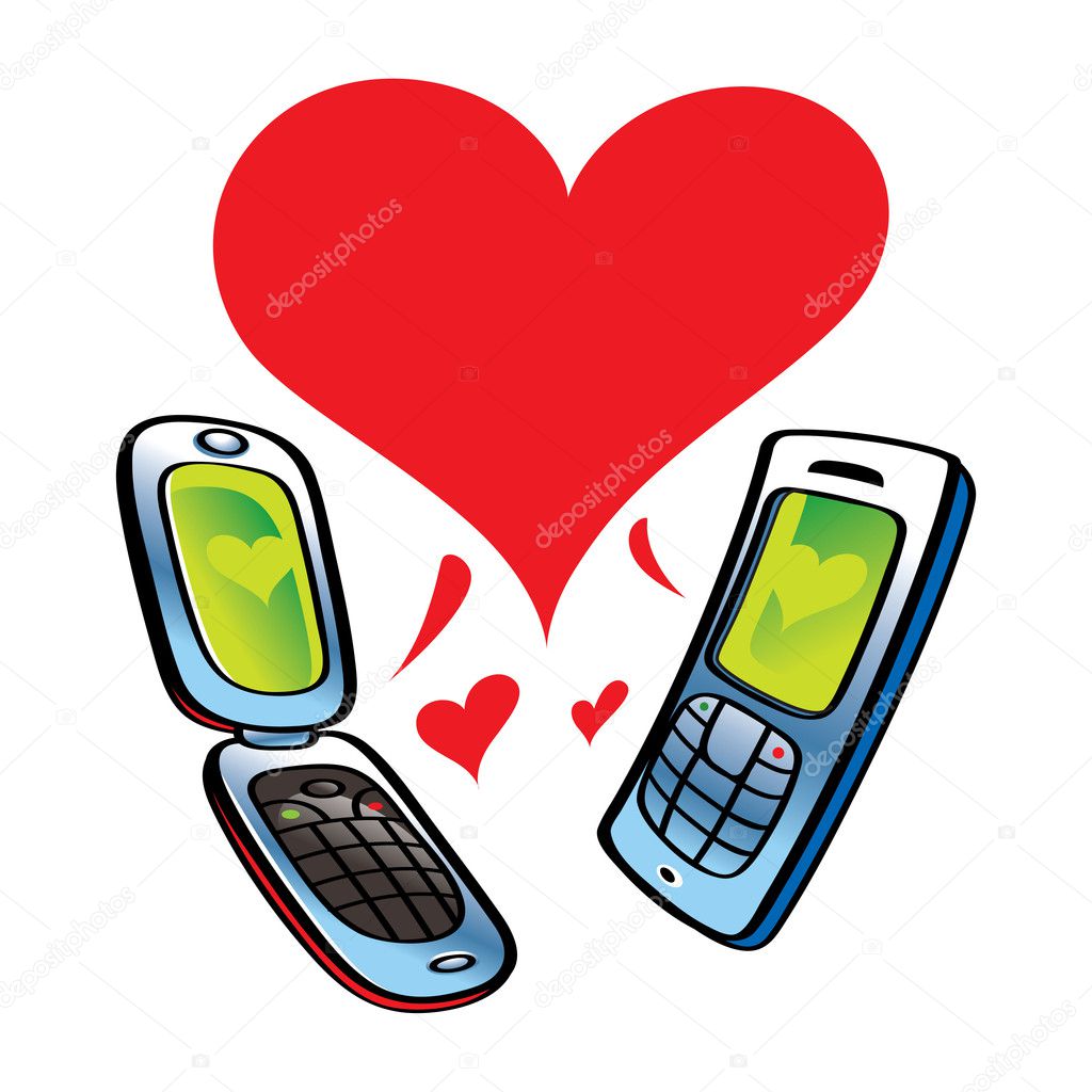 Cell Phones talking about Love communication