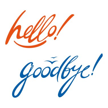 Hello Goodbye message signature document letter clipart