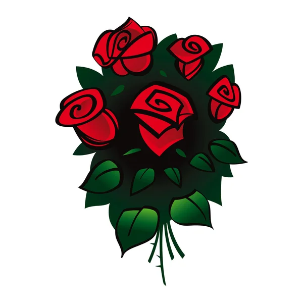 Buquê de rosas vermelhas flora da flor — Vetor de Stock