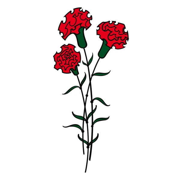Red Carnations flower flora — Stock Vector