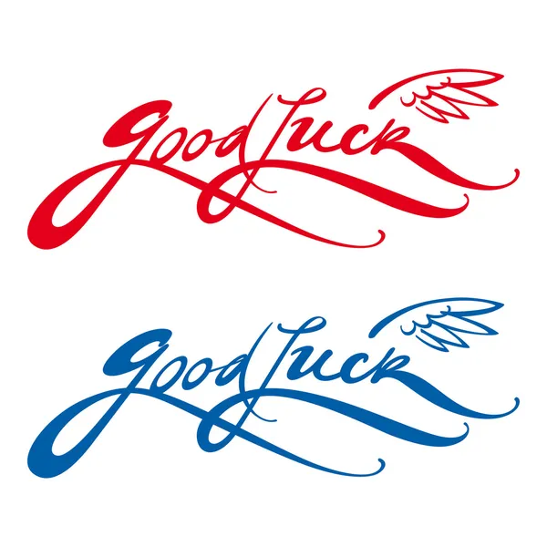 Good Luck bird wing wish farewell greeting signature — Stock Vector