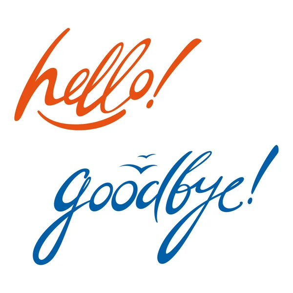 Hello goodbye bericht handtekening document brief — Stockvector