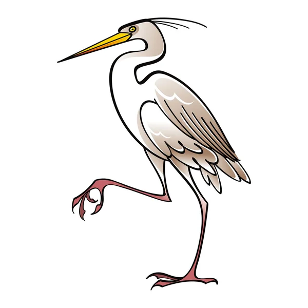 Heron branco fauna de aves — Vetor de Stock