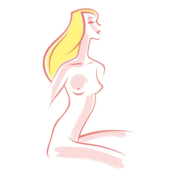 Mujer desnuda belleza cuerpo parte retrato modelo — Archivo Imágenes Vectoriales