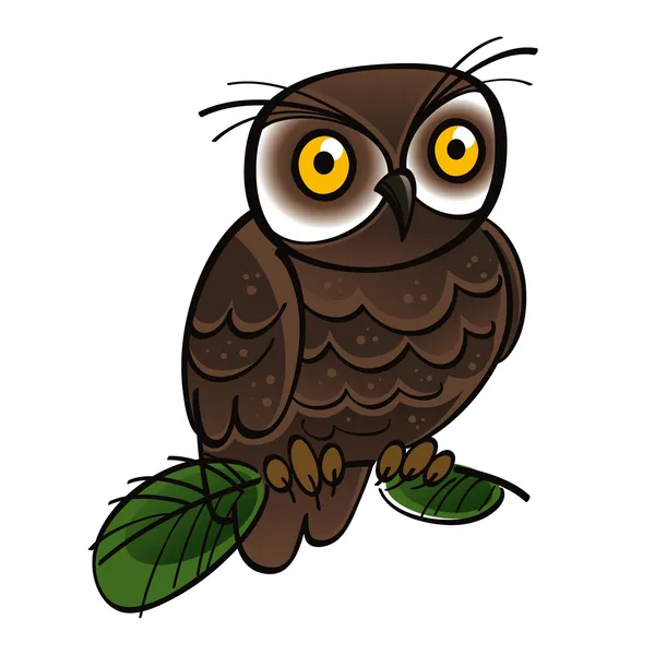 Owl bird fauna tree forest night — Stock Vector