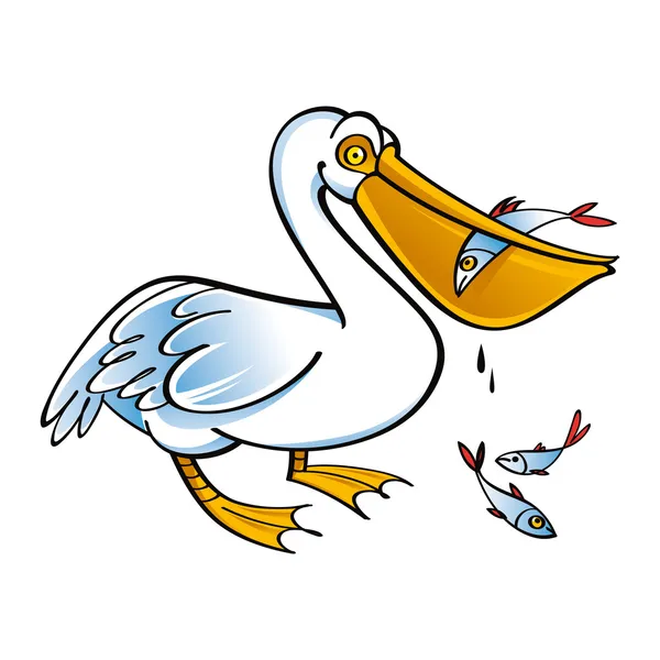 Pelicano com fauna de pássaros de comida de peixe — Vetor de Stock