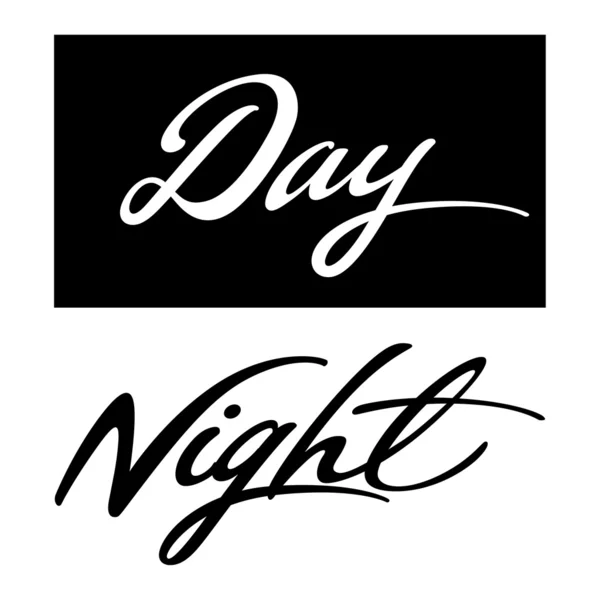 Day Night time abstract inscription black white — Stock Vector
