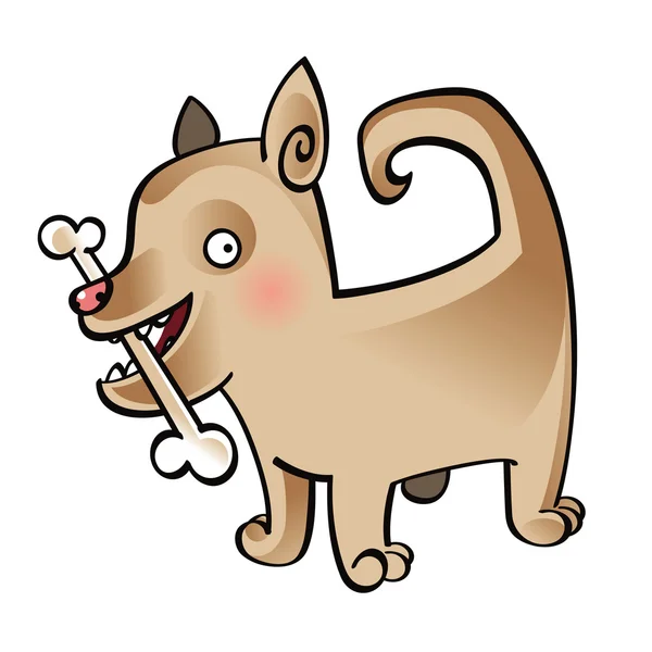 Perro con Hueso animal mascota cachorro — Vector de stock