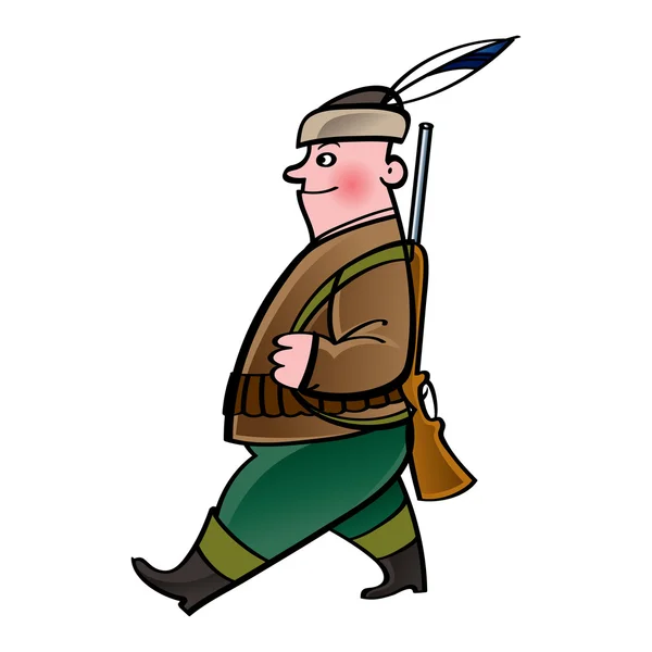 Хантер - ходячий человек с пушечным перышком — стоковый вектор