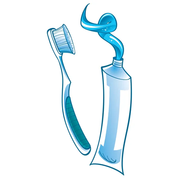 Pasta dental cuidado de la salud cepillo higiene gel abolladura — Vector de stock