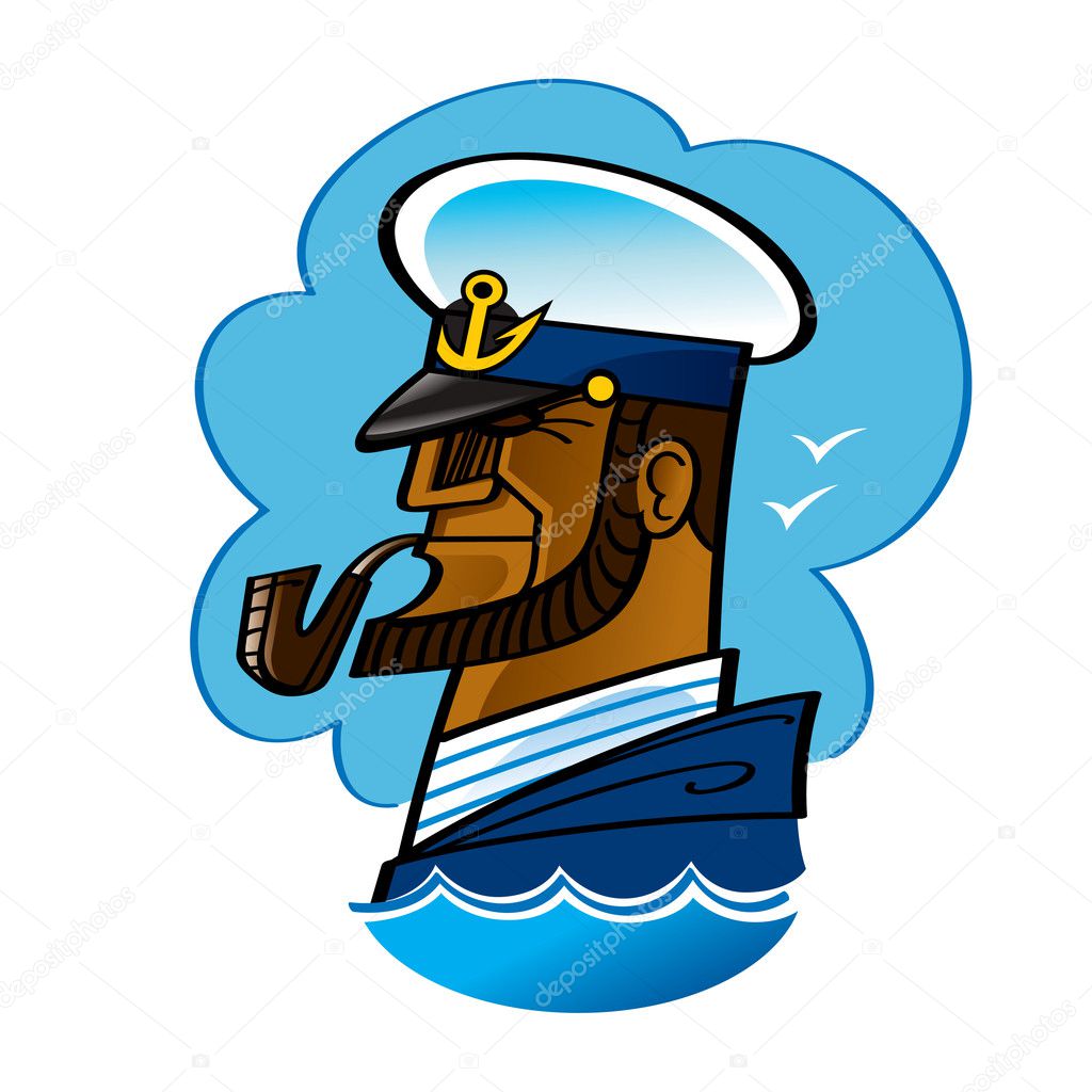 Sea Captain sailor ocean smoking pipe wave anchor