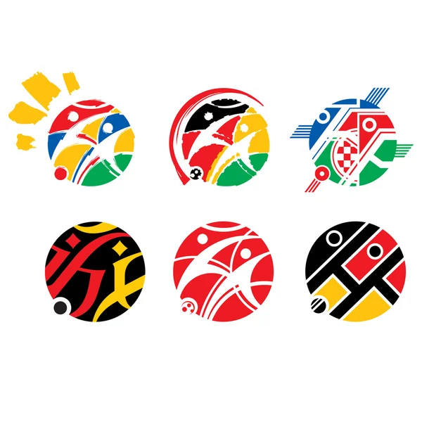 Векторный набор абстрактных вариаций футбольного логотипа для турнира — стоковый вектор