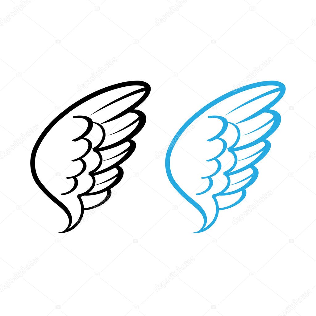 Vector illustration of Bird wing white feathers dove swan angel chicken hen