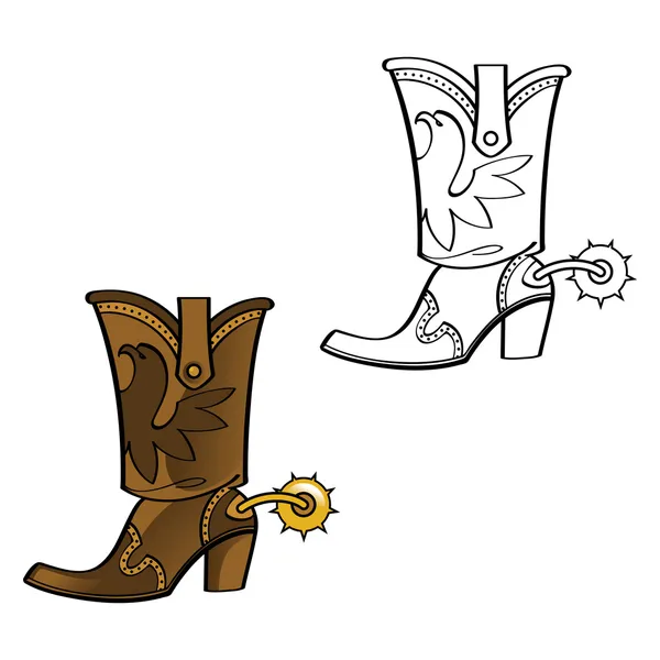 Couro do sapato da bota do vaqueiro ocidental esporão pé desgaste moda —  Vetores de Stock