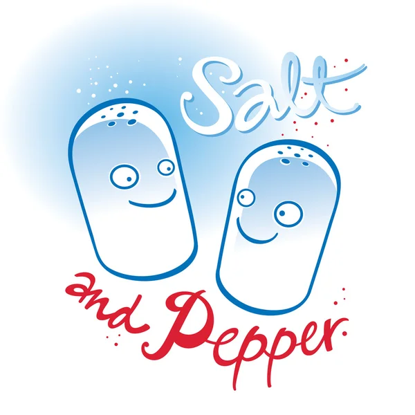 Salt Pepper cartoon kitchen food shaker taste — Stock Vector