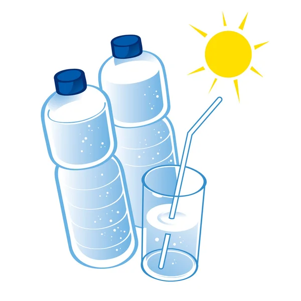 Quellwasser Kunststoffflasche Gesundheit Diät Trinkglas — Stockvektor