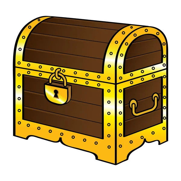 Trunk chest gold treasure wood old vintage pirate lock — Stock Vector