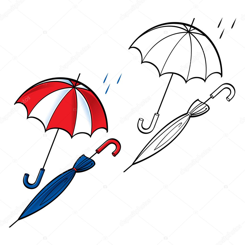 Umbrella opened closed rain weather drop protect