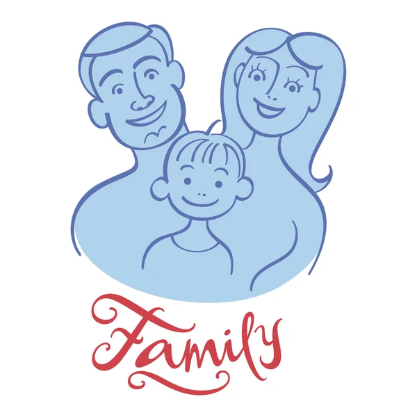 Family portrait father mother son boy together — Stock Vector