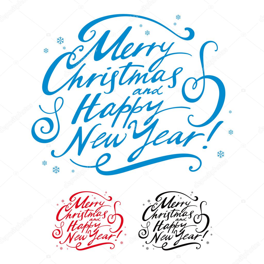 Merry Christmas Happy New Year winter holidays postcard